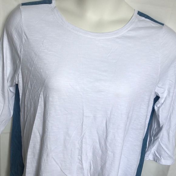 Crown & Ivy white blue 3/4 sleeve top size XL - Picture 4 of 8